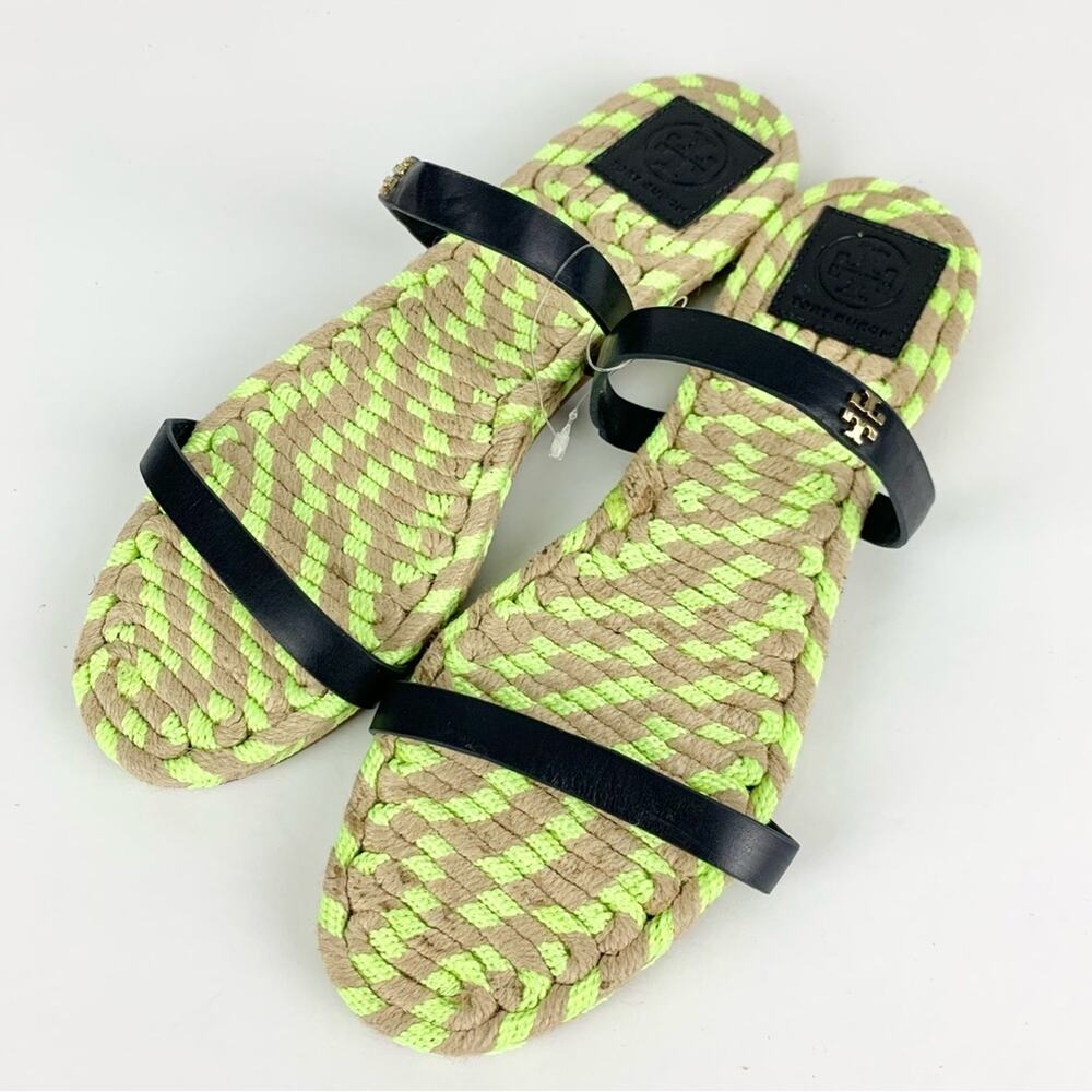 Tory Burch Two Band Flat Espadrille Slide Sandals 8.5 - Picture 4 of 14